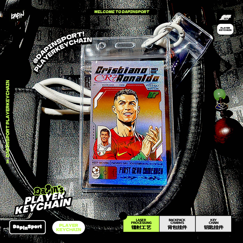 Cristiano Ronaldo Illustration Holographic Card 2026 Keychain - Original Design