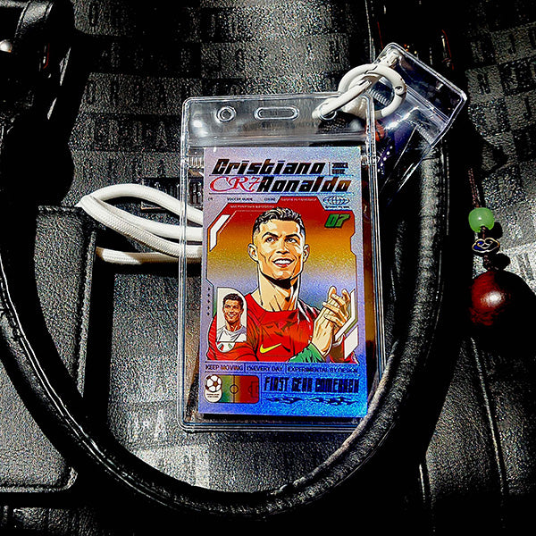 2026 Original Football Star Laser Art Keychain with Silver Trim
