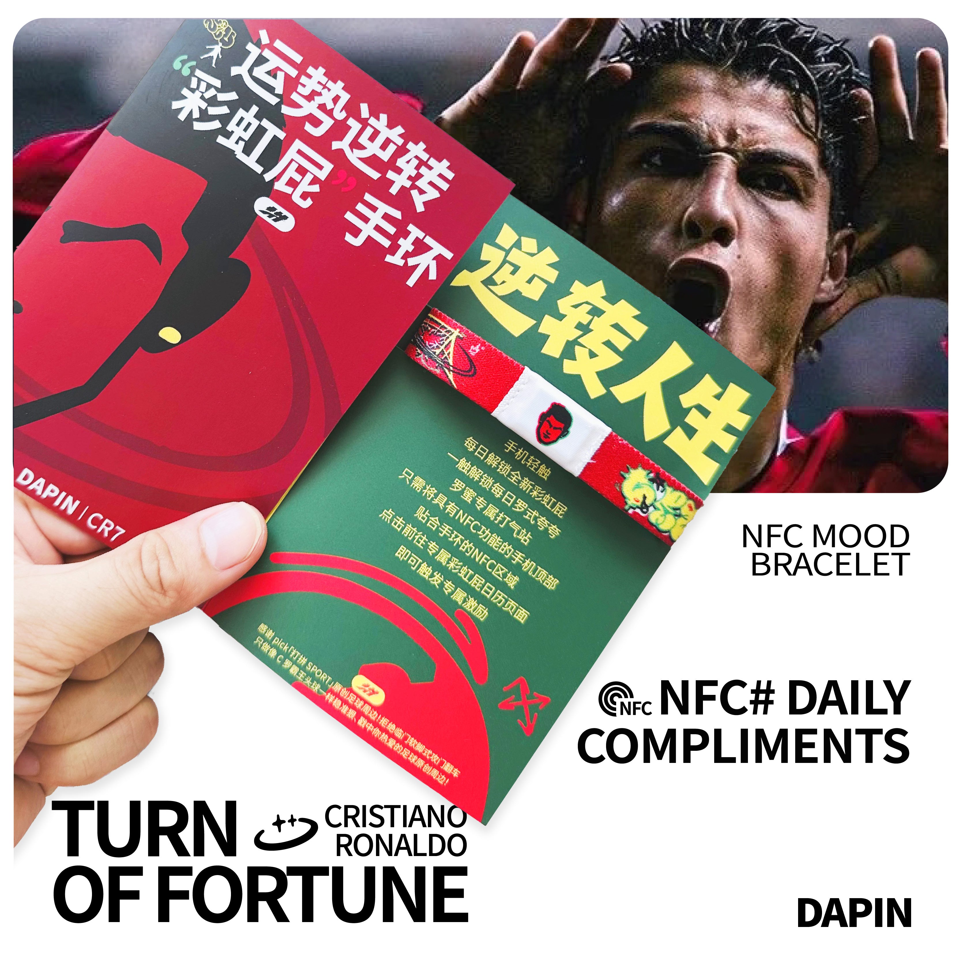 DaPin Original Cristiano Ronaldo Portugal NFC Fortune-Reversing Hype Bracelet – Football Merchandise & Emotional Gift